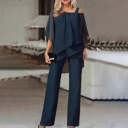 Alba - Conjunto de gasa plisada y pantalón ancho