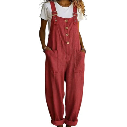Olivia - Mono casual de tirantes con botones y ajuste holgado
