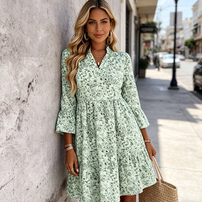 Soraya - Vestido con escote en V y estampado