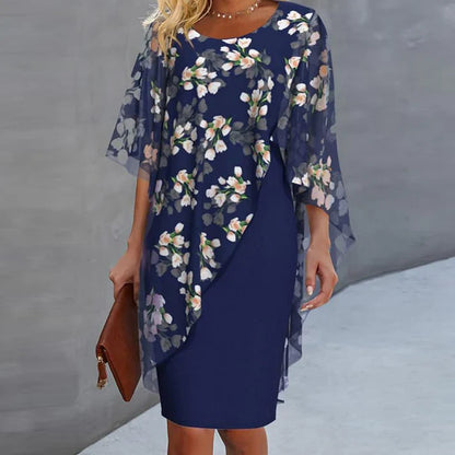 Adriana - Vestido floral con capa de gasa elegante