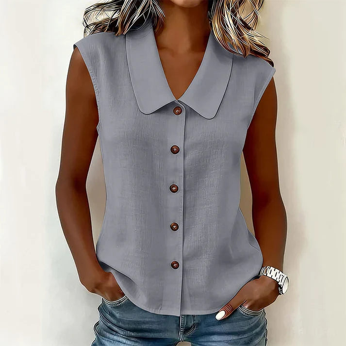 Valentina - Blusa con escote en V y botones