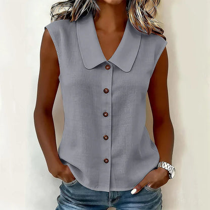 Valentina - Blusa con escote en V y botones