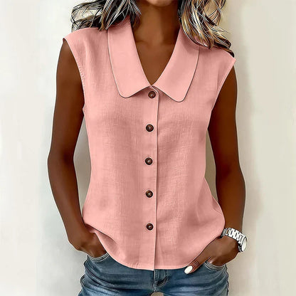 Valentina - Blusa con escote en V y botones