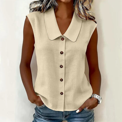 Valentina - Blusa con escote en V y botones
