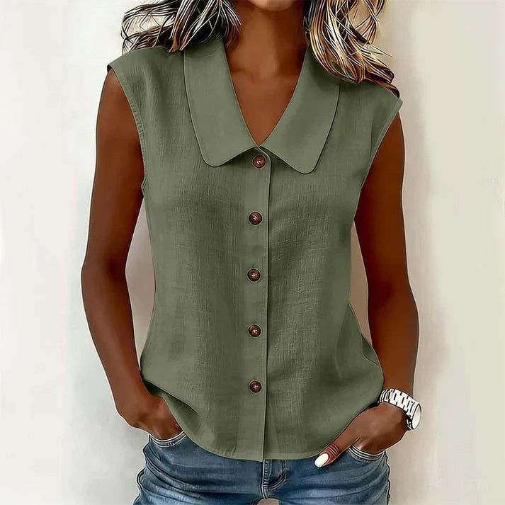 Valentina - Blusa con escote en V y botones