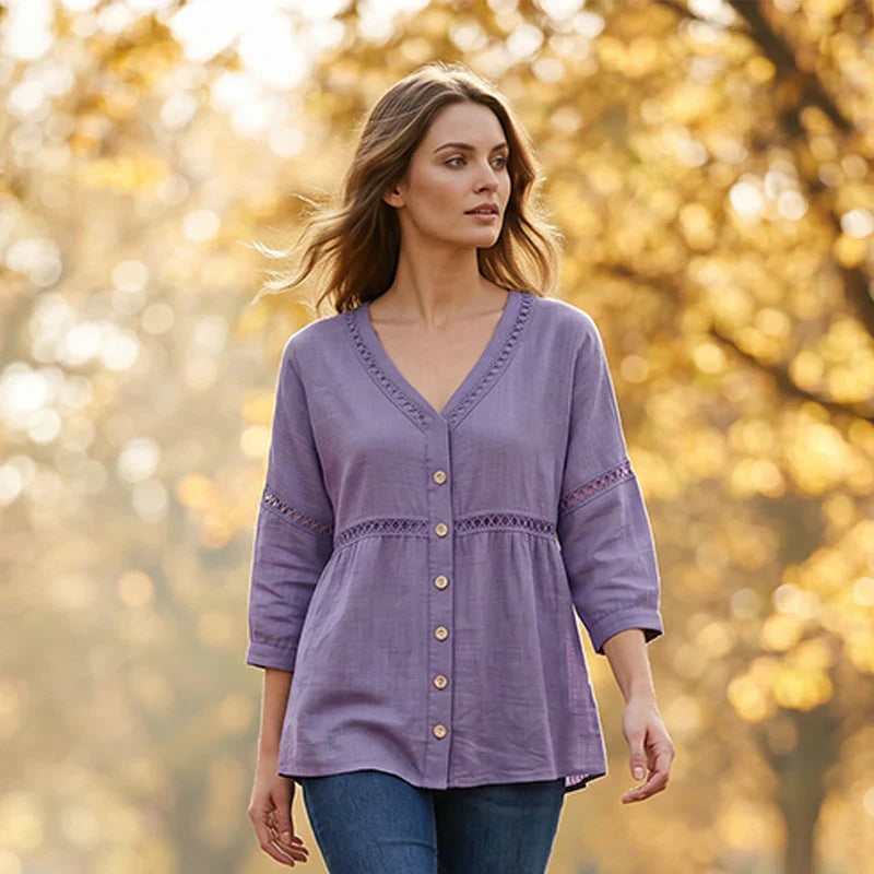 Alicia - Blusa lisa con botones