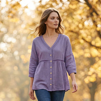 Alicia - Blusa lisa con botones