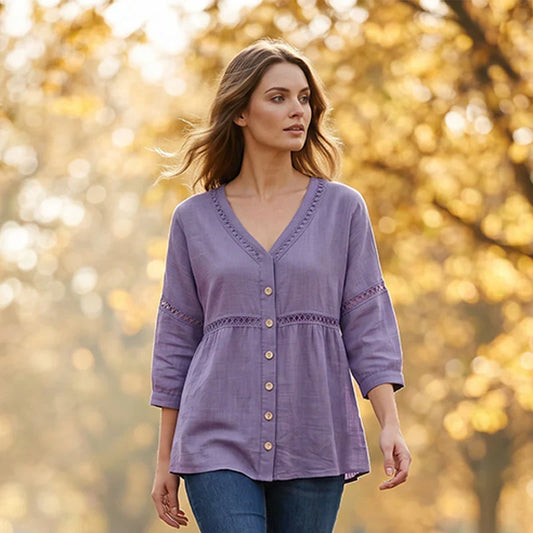 Alicia - Blusa lisa con botones