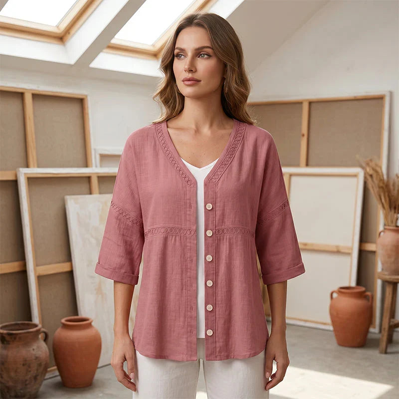 Alicia - Blusa lisa con botones