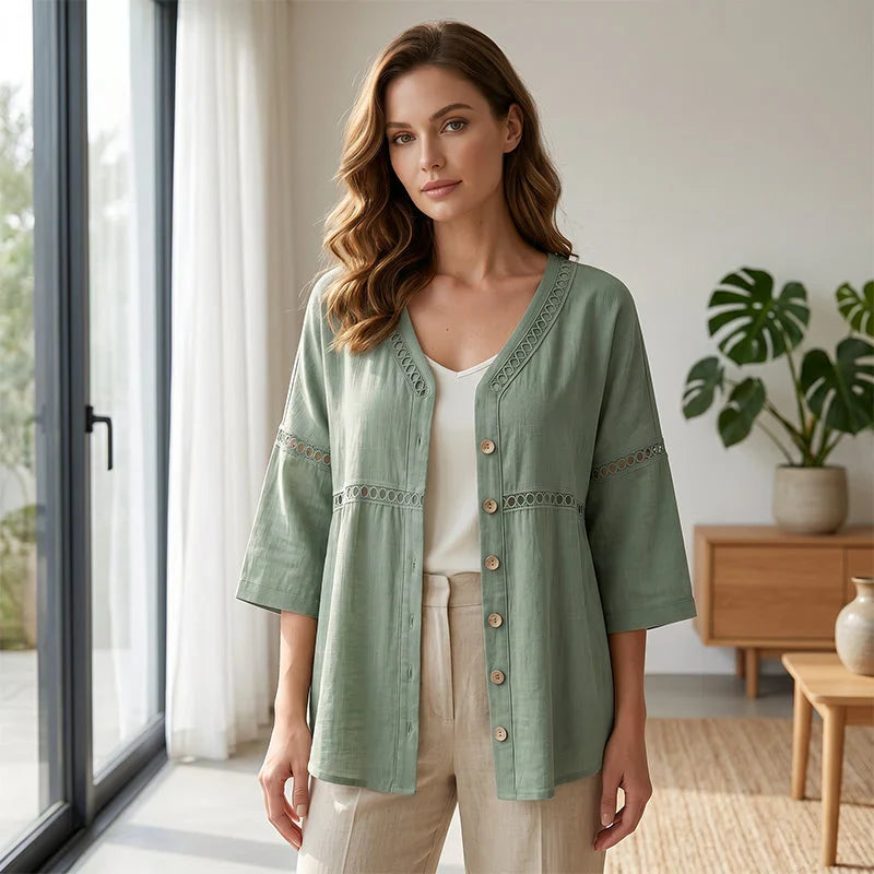 Alicia - Blusa lisa con botones