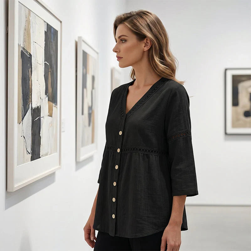 Alicia - Blusa lisa con botones