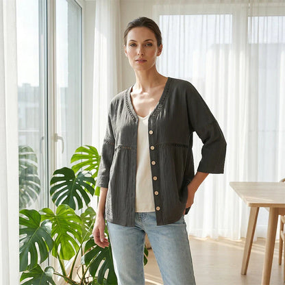 Alicia - Blusa lisa con botones