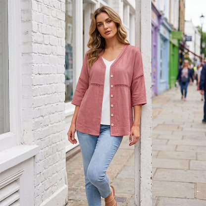 Alicia - Blusa lisa con botones