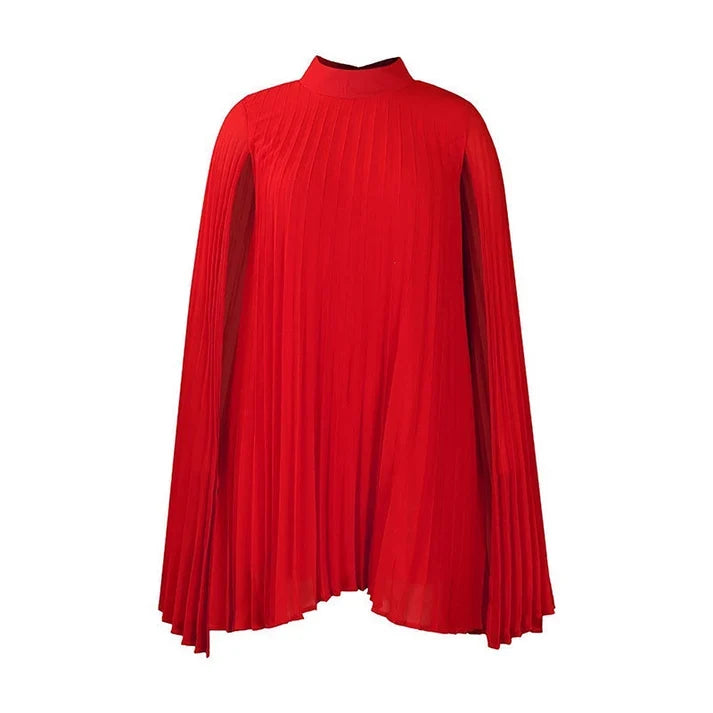 Aurora - Vestido plisado con mangas capa