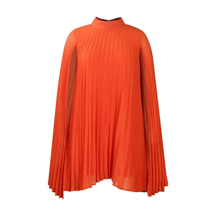 Aurora - Vestido plisado con mangas capa