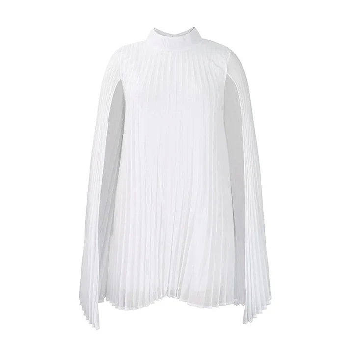 Aurora - Vestido plisado con mangas capa