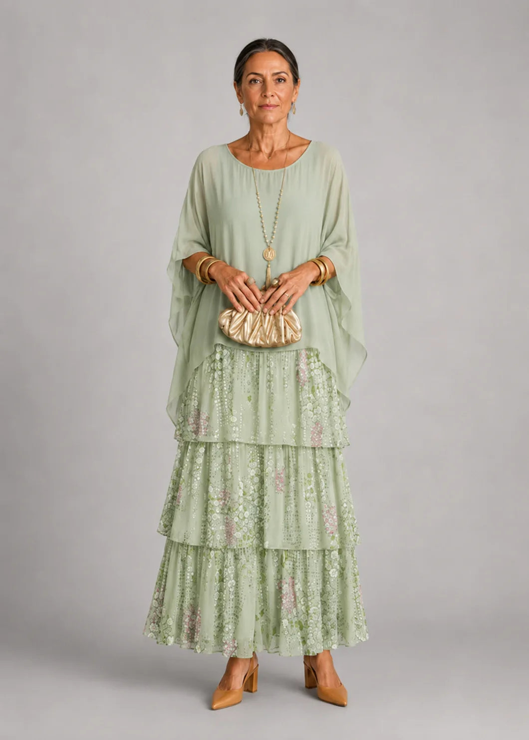 VESTIDO ALMA VERDE SALVIA FLORAL
