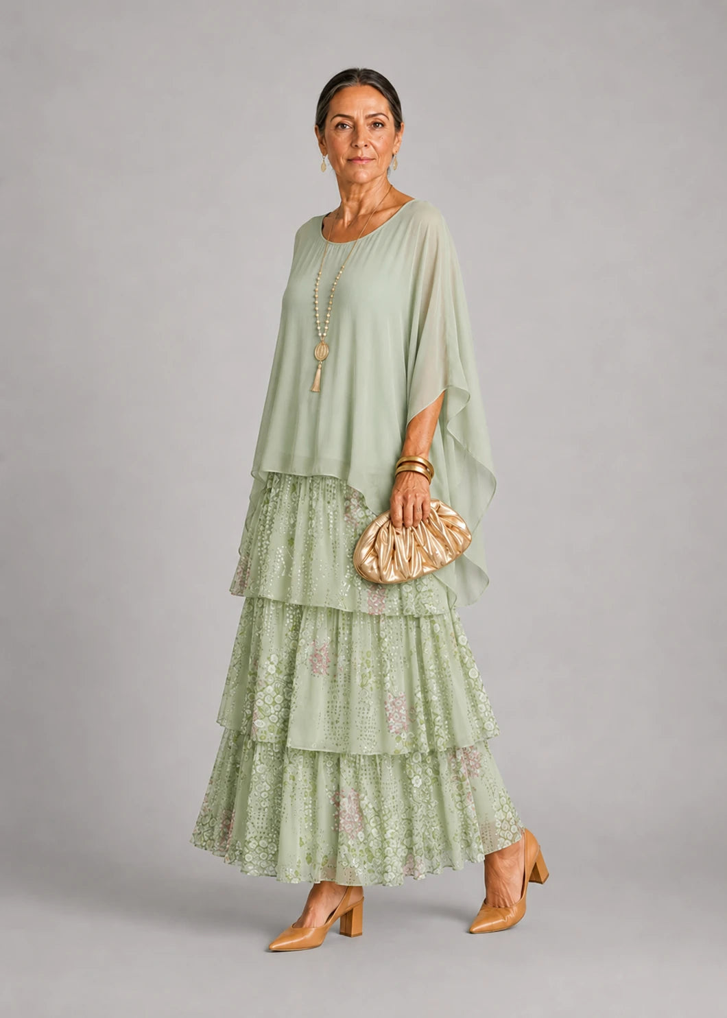 VESTIDO ALMA VERDE SALVIA FLORAL