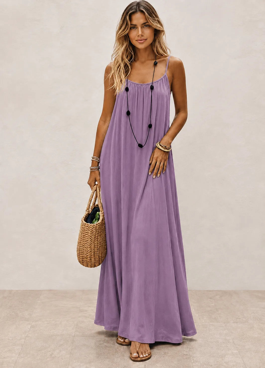 Vestido largo espalda escotada con lazo ajustable