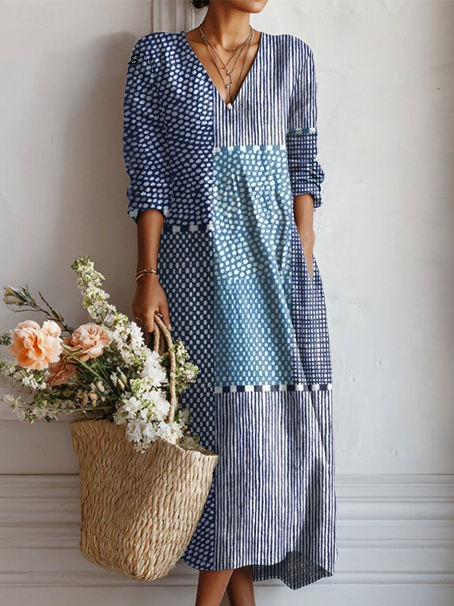 Clara | Vestido largo Mosaico Azul