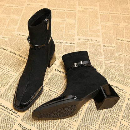 Avenor - Botines de efecto ante con hebilla