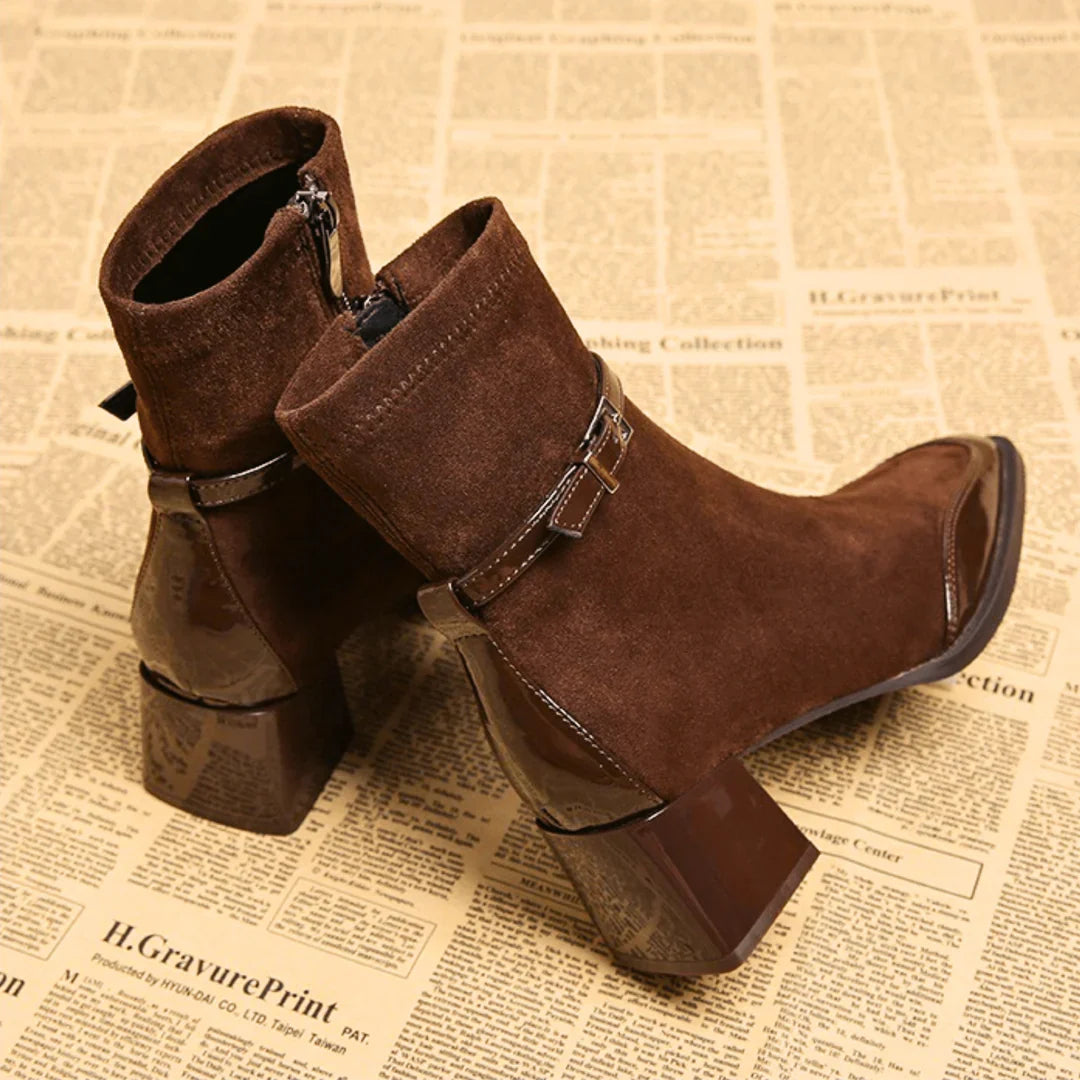 Avenor - Botines de efecto ante con hebilla