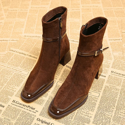 Avenor - Botines de efecto ante con hebilla
