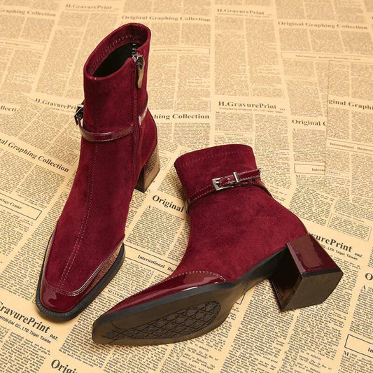 Avenor - Botines de efecto ante con hebilla